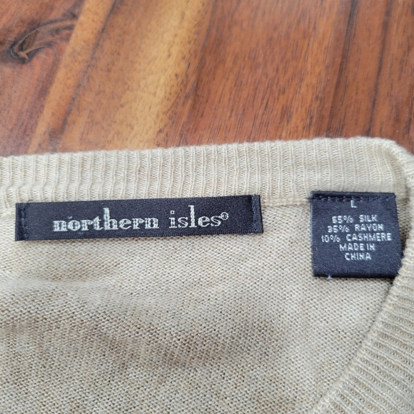 Northern Isles Silk Rayon Cashmere Blend Windowpane Sweater Size Large - Picture 7 of 8